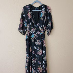 Lulu's Floral Print Wrap Maxi Dress, XL